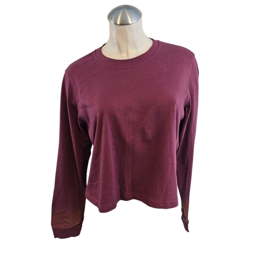 Adidas Size L Cropped Top Burgundy Long Sleeve
